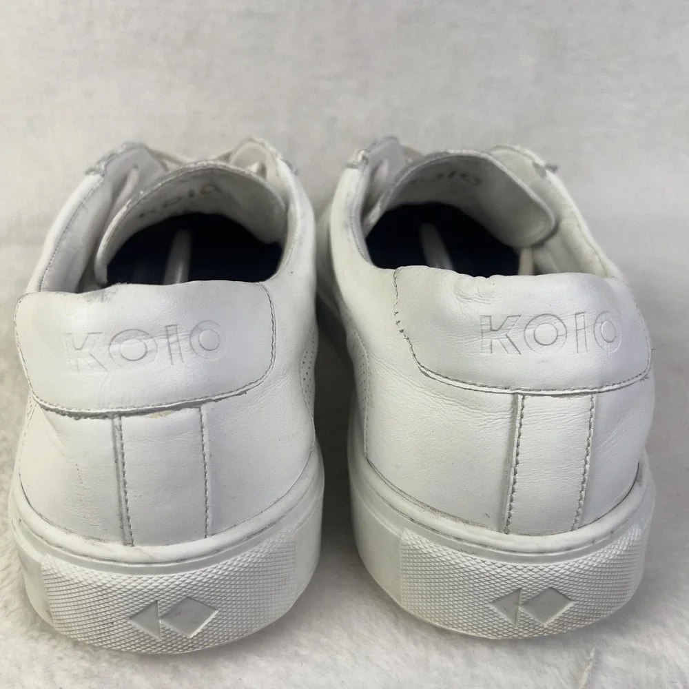 Koio‎ Shoes Mens 14 White Leather Perforated Lace Up Sneakers Made In Italy